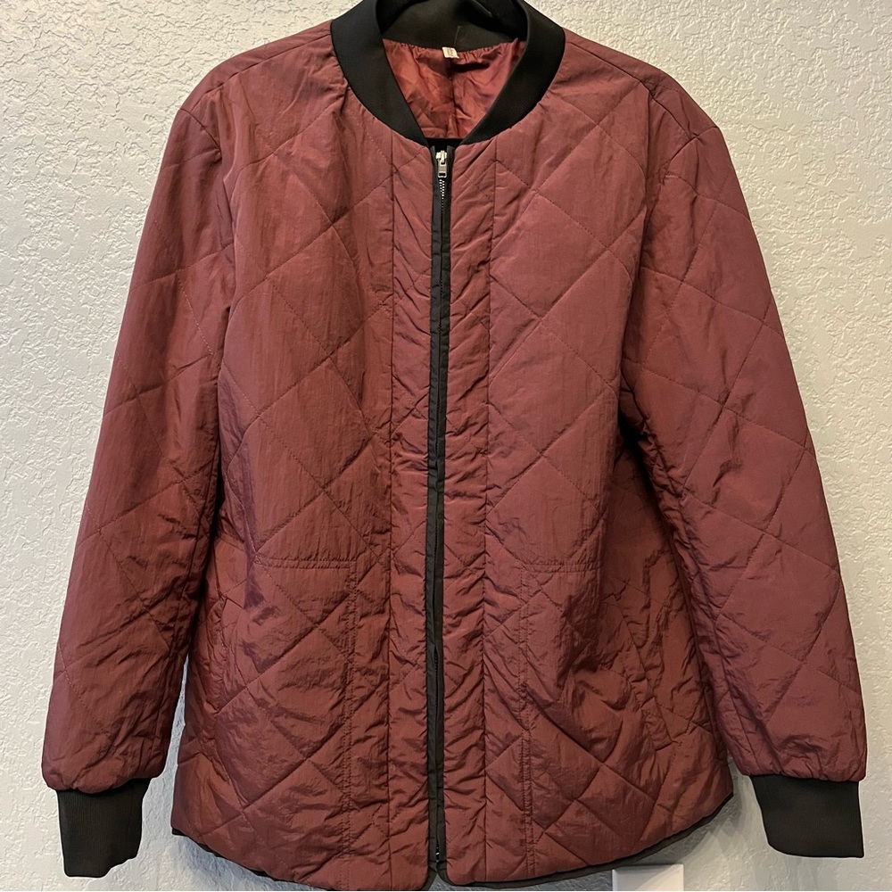 Quilted Bomber Jacket Rich Maroon women’s Medium